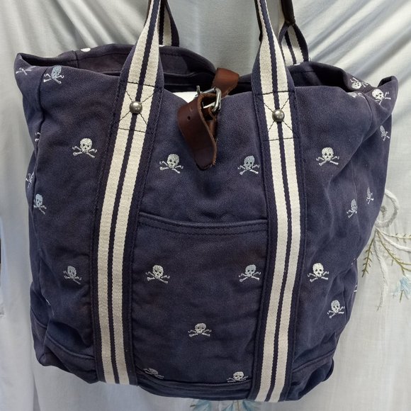 Ralph Lauren Handbags - Ralph Lauren rugby blue and silver shopper, with small skulls
